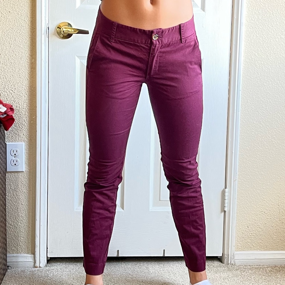 Maroon J. Crew Stretch Pants Size 0 Low Rise